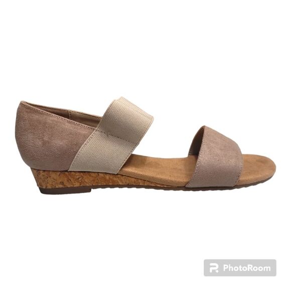 Naturalizer Shoes - NATURALIZER Womens Faux Suede Strappy Wedge Sandals Praline Tan Womens Size 8.5